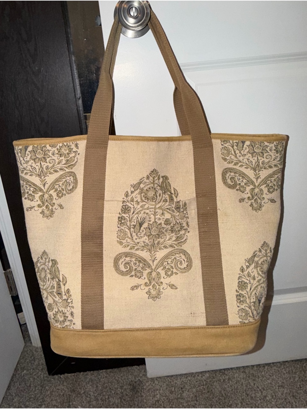 Large Pottery Barn tote bag. Zips at the top